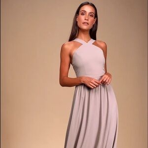 𝅺LULU’S Air of Romance Taupe Maxi Dress Size Medium